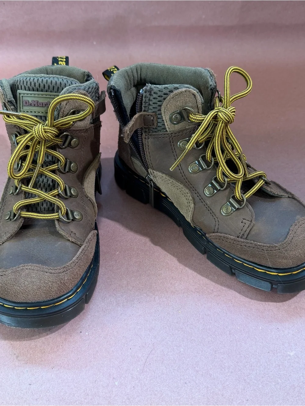 Dr. Martens Raffe Brown Kids Lace-Up Ankle Hiking Boots